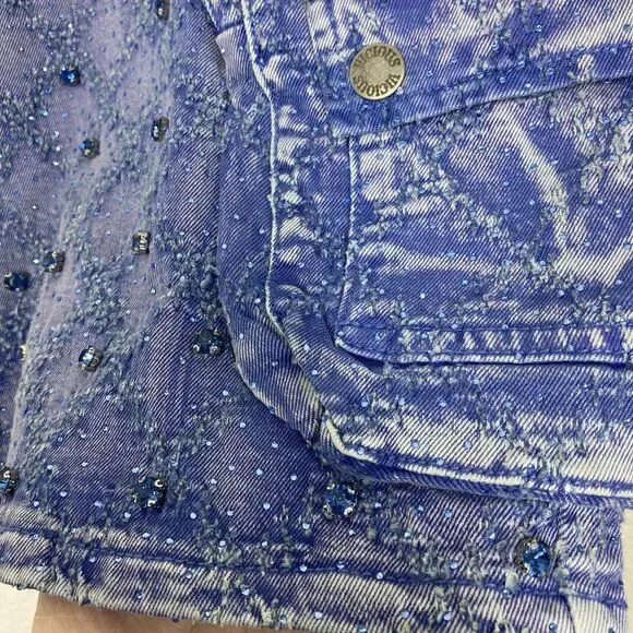Vicious Authentic Denim Shorts Mens 36 Blue Embellished Cargo Studded Streetwear